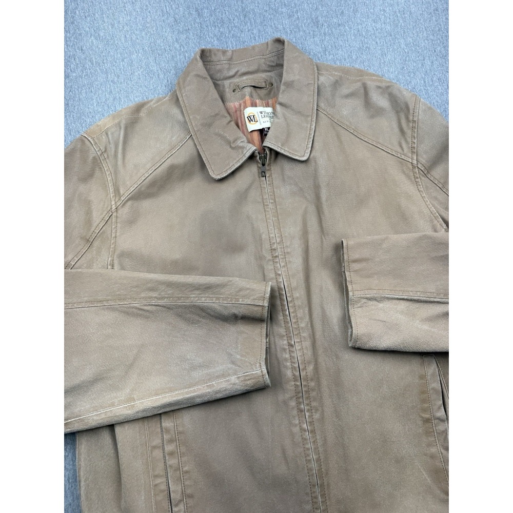 Wilson's Leather Suede Jacket Men's Sz XL Full Zip Brown Linen/Cotton Lined